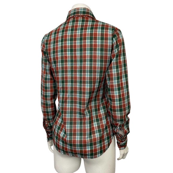 1980s Autumn Colored Plaid Shirt Button up Western Top / Women’s XS * - Picture 4 of 5